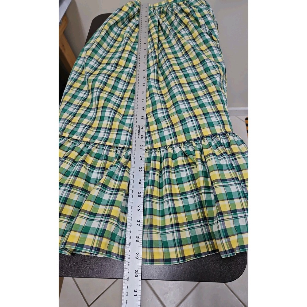 Vintage 1970s Ralph Lauren Plaid Cotton Skirt Bohemian Feminine Pockets Size 4 - Picture 9 of 10